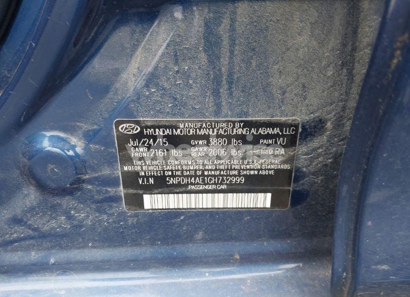 Photo 9 of 2016 Hyundai Elantra SE (VIN 5NPDH4AE1GH732999)