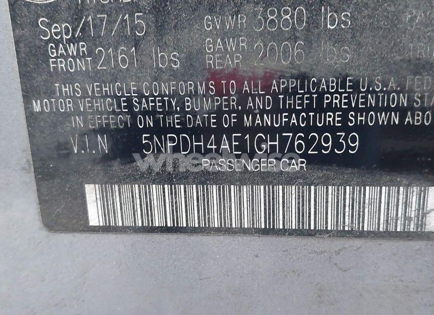 Photo 9 of 2016 Hyundai Elantra SE (VIN 5NPDH4AE1GH762939)