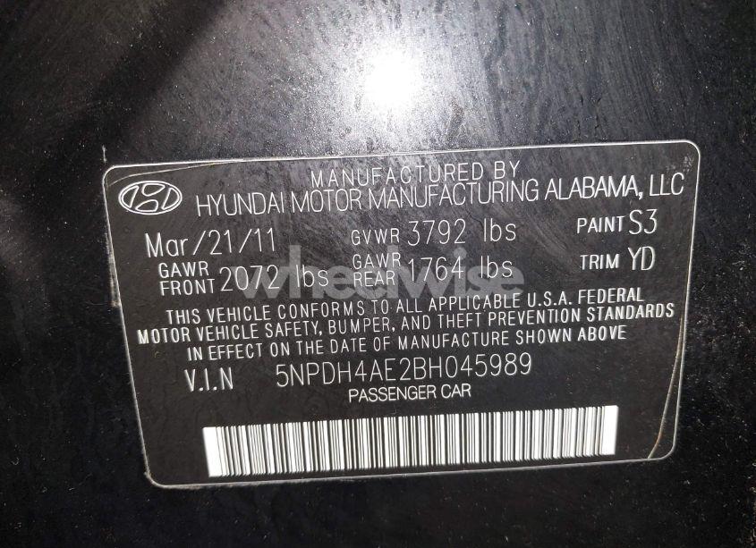 Photo 9 of 2011 Hyundai Elantra LIMITED (VIN 5NPDH4AE2BH045989)