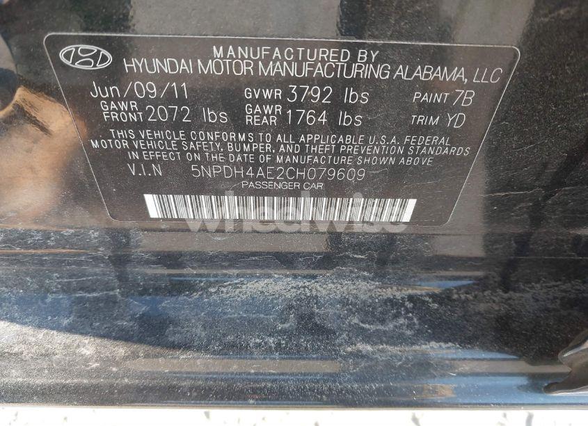 Photo 9 of 2012 Hyundai Elantra GLS (VIN 5NPDH4AE2CH079609)