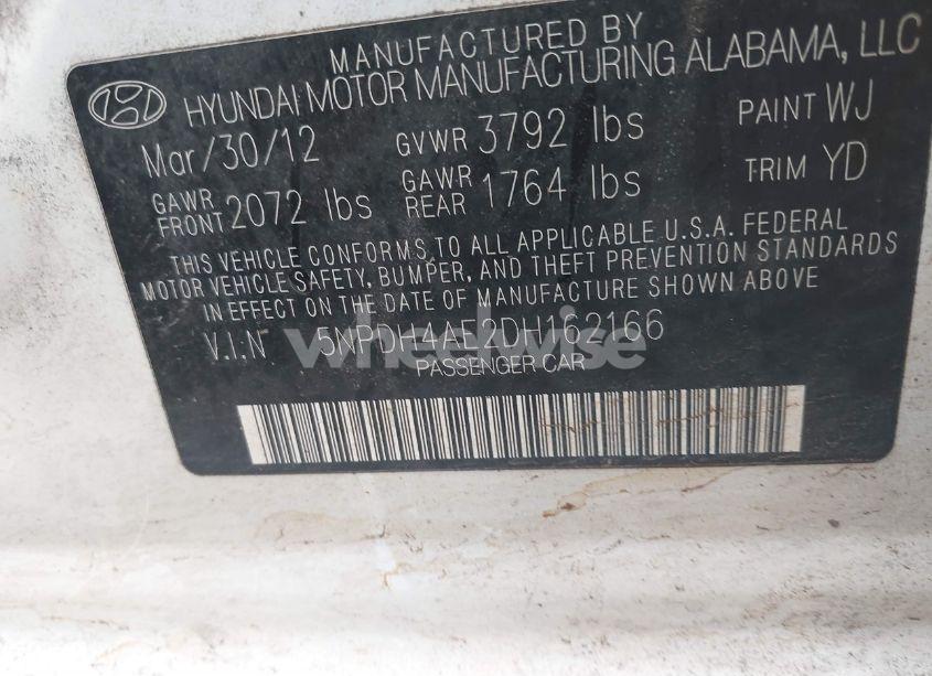 Photo 9 of 2013 Hyundai Elantra GLS (VIN 5NPDH4AE2DH162166)