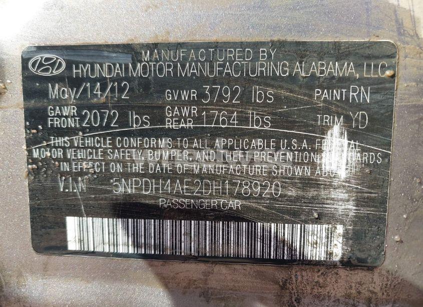 Photo 9 of 2013 Hyundai Elantra GLS (VIN 5NPDH4AE2DH178920)