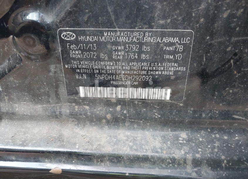 Photo 9 of 2013 Hyundai Elantra GLS (VIN 5NPDH4AE2DH292092)