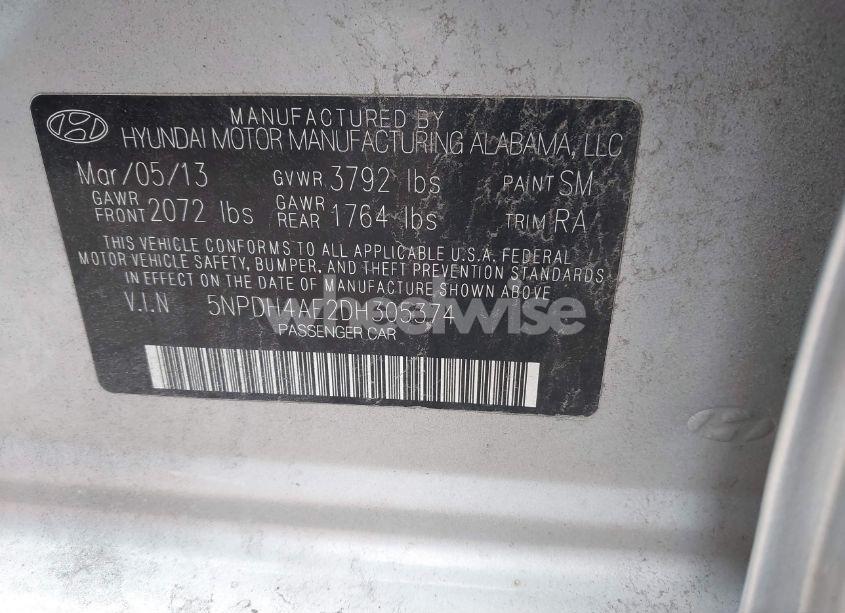 Photo 9 of 2013 Hyundai Elantra GLS (VIN 5NPDH4AE2DH305374)