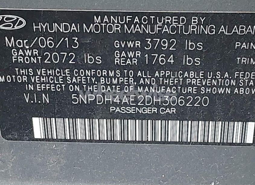 Photo 9 of 2013 Hyundai Elantra GLS (VIN 5NPDH4AE2DH306220)