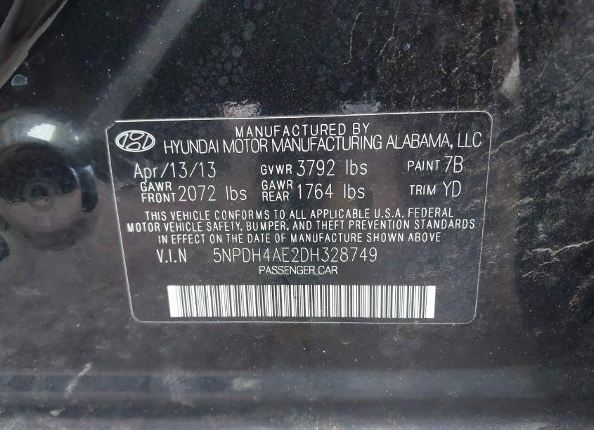 Photo 9 of 2013 Hyundai Elantra LIMITED (VIN 5NPDH4AE2DH328749)