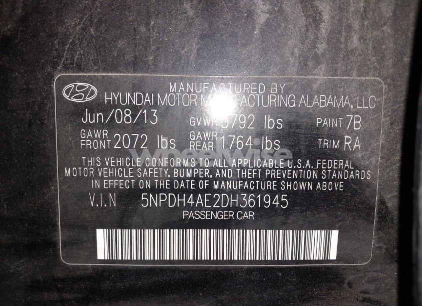 Photo 9 of 2013 Hyundai Elantra GLS (VIN 5NPDH4AE2DH361945)