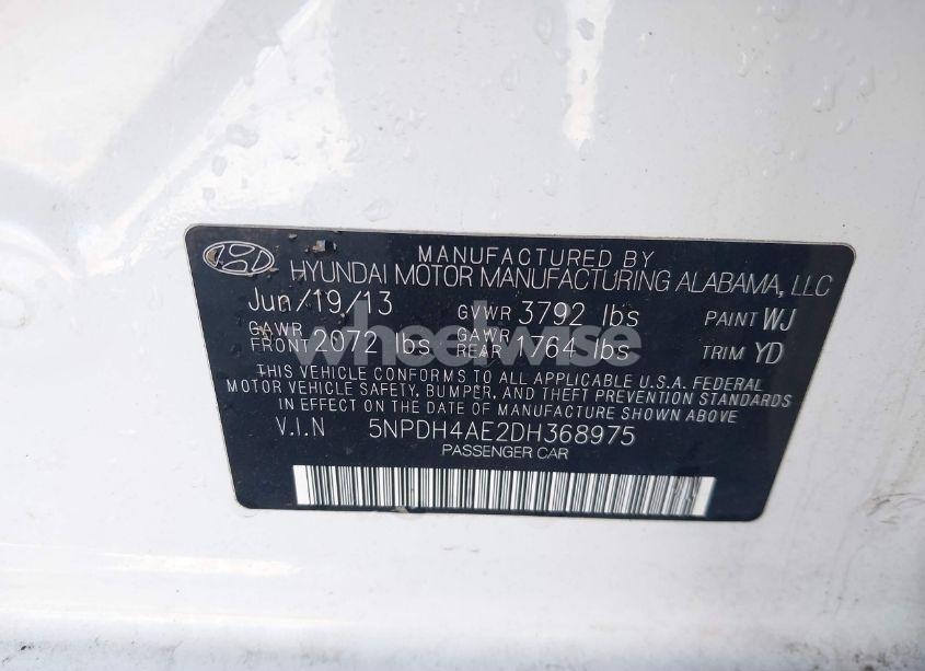 Photo 9 of 2013 Hyundai Elantra GLS (VIN 5NPDH4AE2DH368975)
