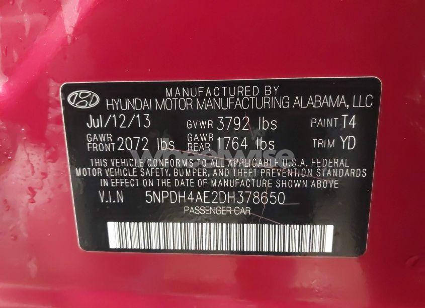 Photo 9 of 2013 Hyundai Elantra GLS (VIN 5NPDH4AE2DH378650)