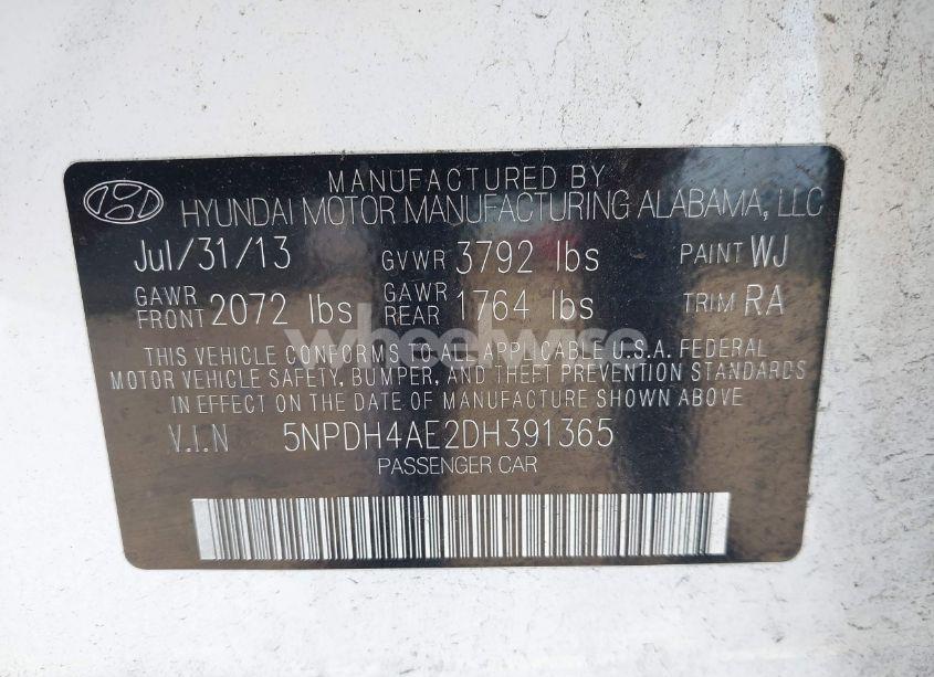 Photo 9 of 2013 Hyundai Elantra GLS (VIN 5NPDH4AE2DH391365)