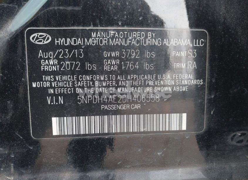 Photo 9 of 2013 Hyundai Elantra GLS (VIN 5NPDH4AE2DH406558)