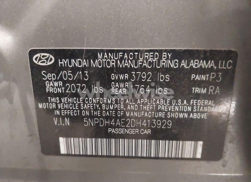 Photo 9 of 2013 Hyundai Elantra GLS (VIN 5NPDH4AE2DH413929)