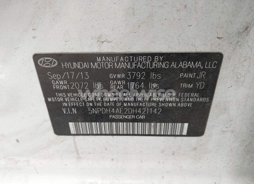 Photo 9 of 2013 Hyundai Elantra GLS (VIN 5NPDH4AE2DH421142)