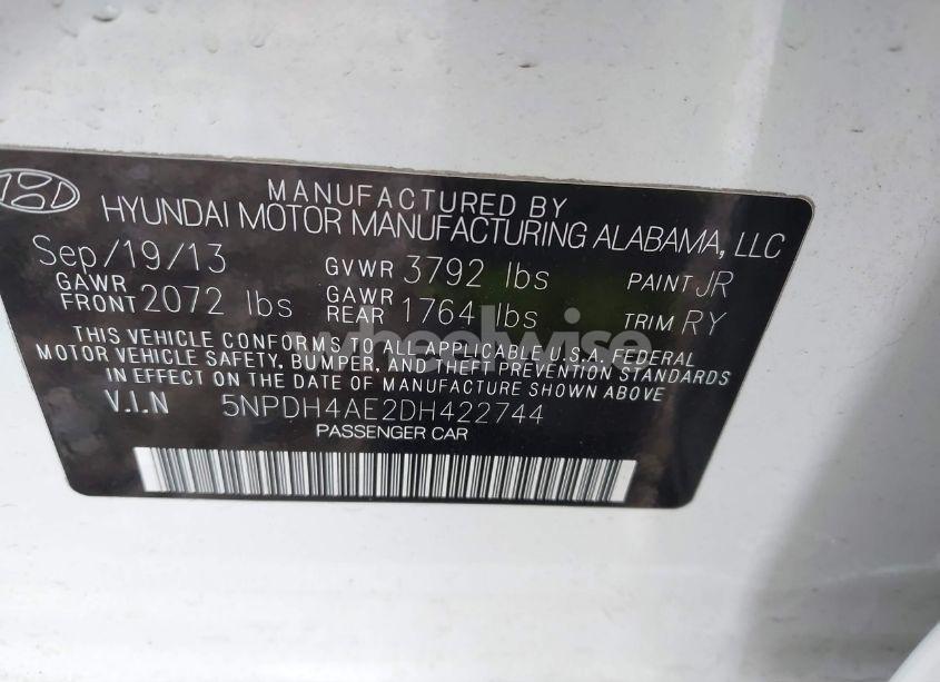 Photo 9 of 2013 Hyundai Elantra LIMITED (VIN 5NPDH4AE2DH422744)