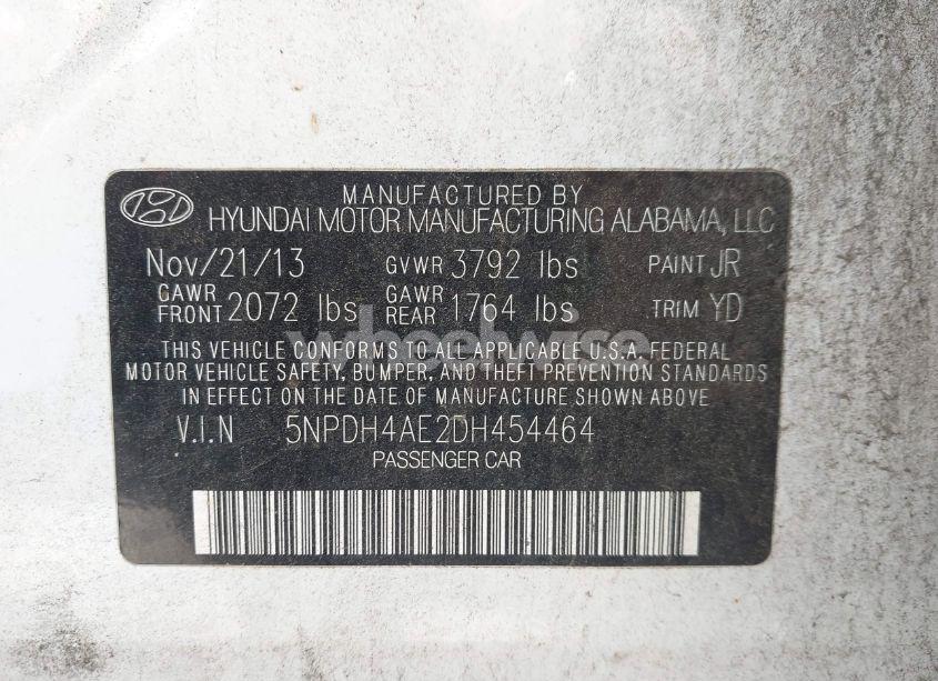 Photo 9 of 2013 Hyundai Elantra GLS (VIN 5NPDH4AE2DH454464)