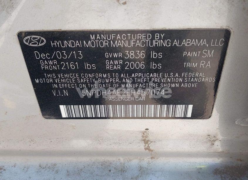 Photo 9 of 2014 Hyundai Elantra SE (VIN 5NPDH4AE2EH457074)