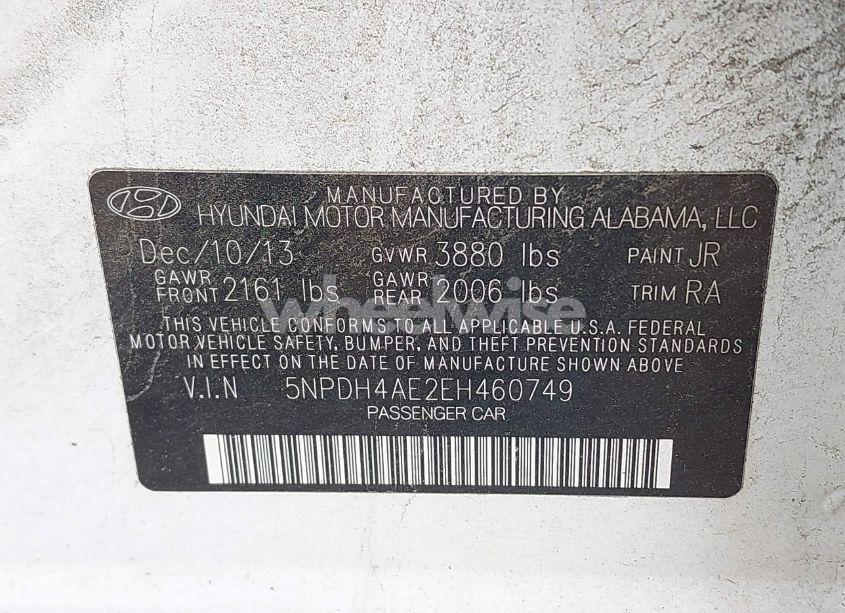 Photo 9 of 2014 Hyundai Elantra SE (VIN 5NPDH4AE2EH460749)