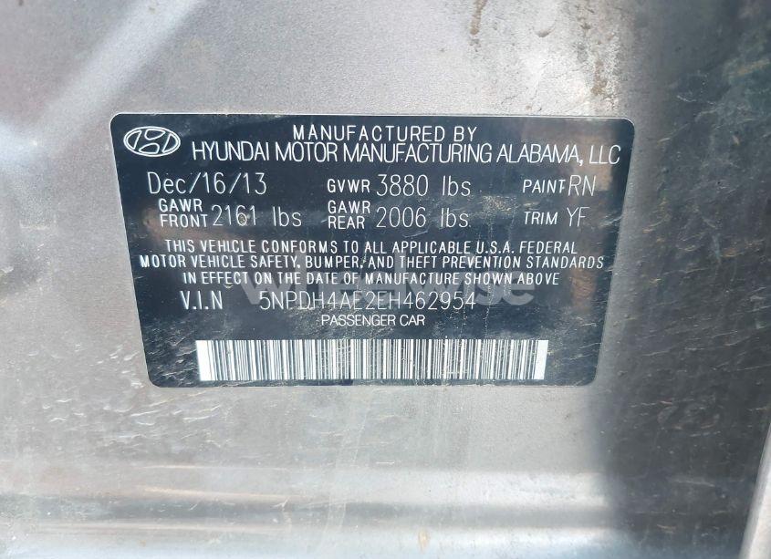 Photo 9 of 2014 Hyundai Elantra SE (VIN 5NPDH4AE2EH462954)