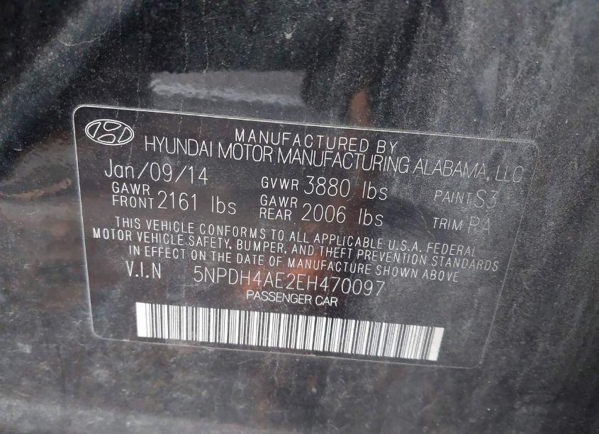 Photo 9 of 2014 Hyundai Elantra SE (VIN 5NPDH4AE2EH470097)