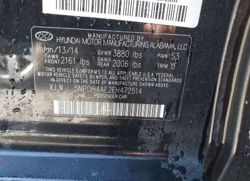 Photo 9 of 2014 Hyundai Elantra SE (VIN 5NPDH4AE2EH472514)