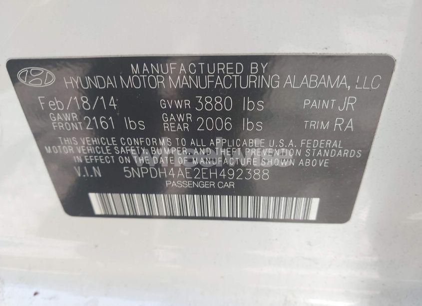 Photo 9 of 2014 Hyundai Elantra SE (VIN 5NPDH4AE2EH492388)