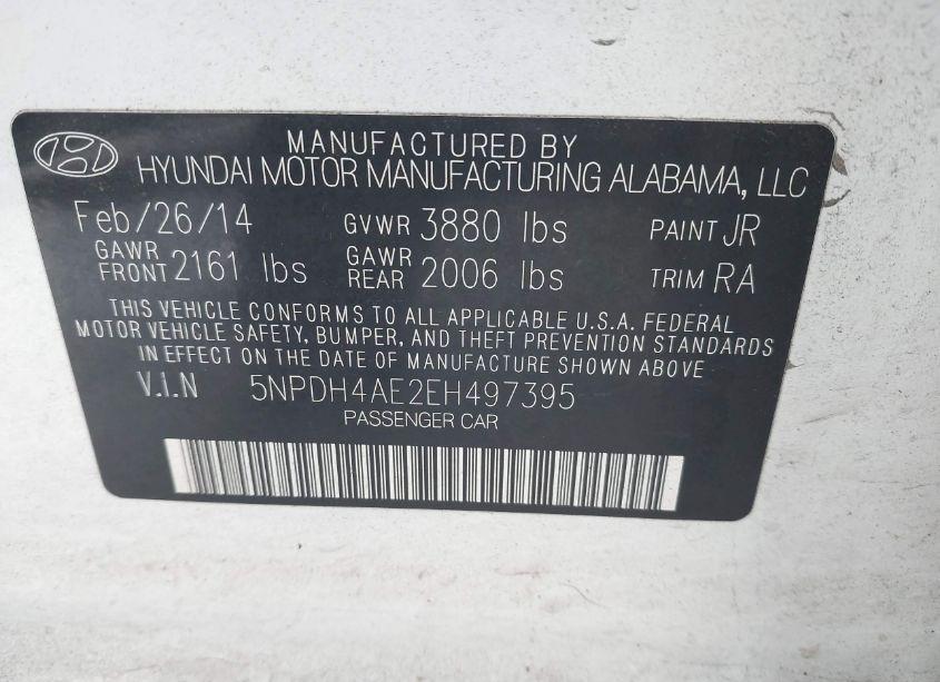 Photo 9 of 2014 Hyundai Elantra SE (VIN 5NPDH4AE2EH497395)