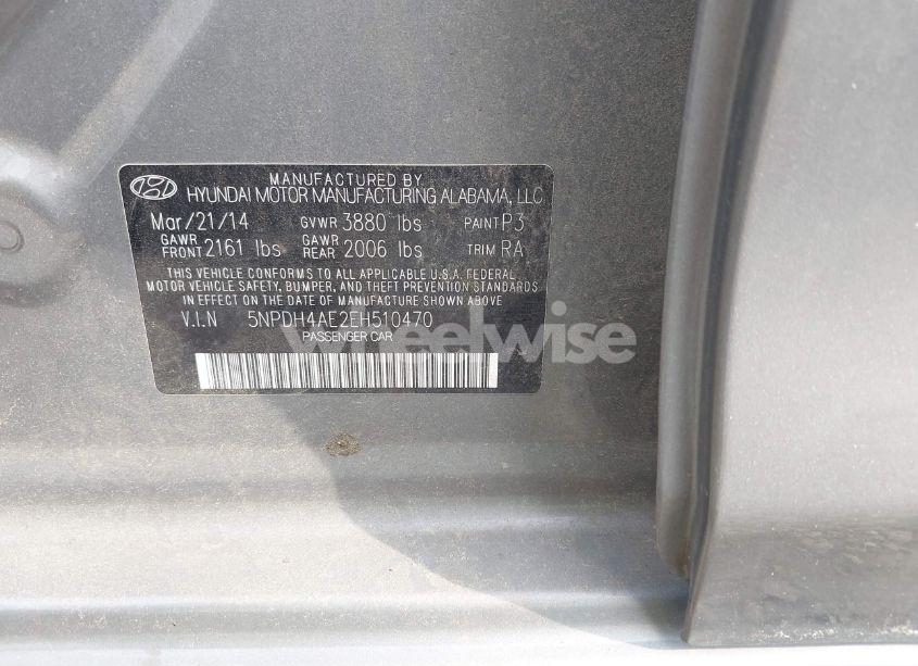 Photo 9 of 2014 Hyundai Elantra SE (VIN 5NPDH4AE2EH510470)