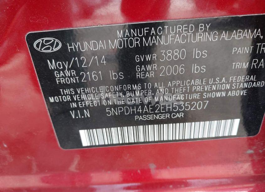 Photo 9 of 2014 Hyundai Elantra SE (VIN 5NPDH4AE2EH535207)