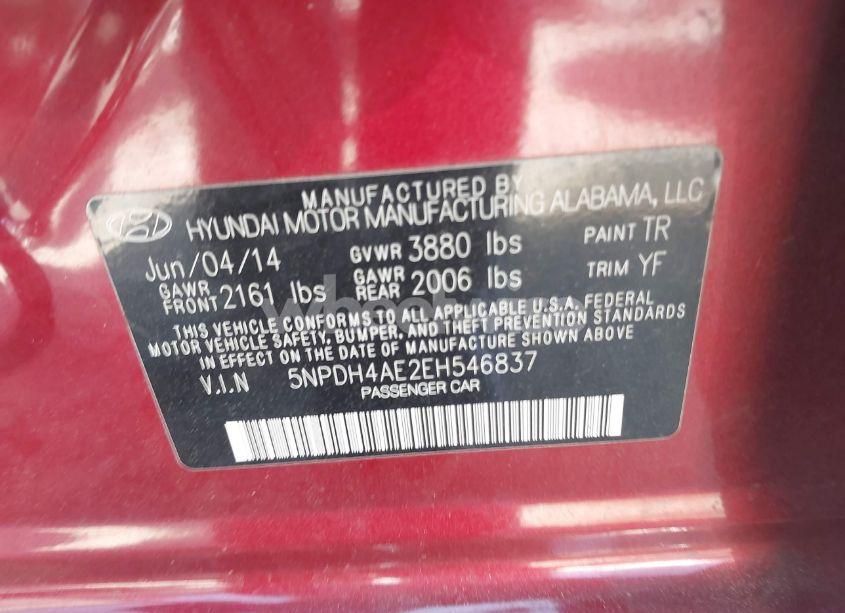 Photo 9 of 2014 Hyundai Elantra SE (VIN 5NPDH4AE2EH546837)