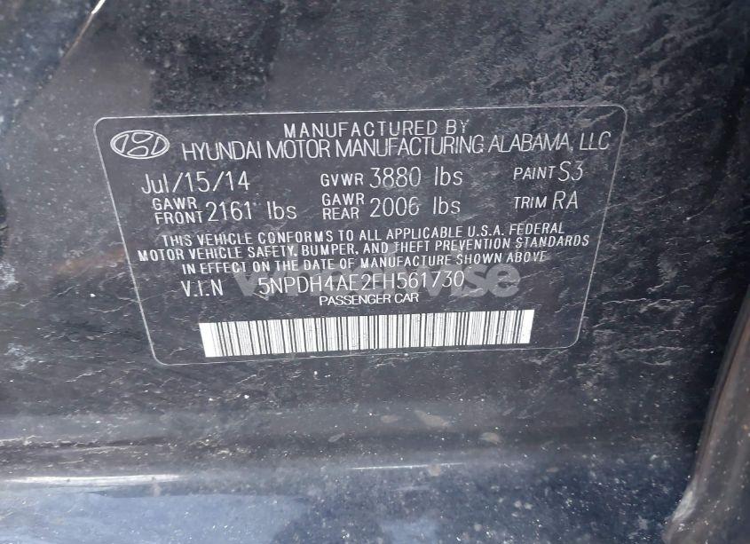 Photo 9 of 2015 Hyundai Elantra SE (VIN 5NPDH4AE2FH561730)