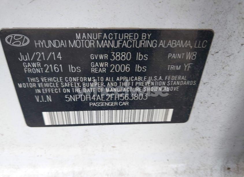 Photo 9 of 2015 Hyundai Elantra SE (VIN 5NPDH4AE2FH563803)