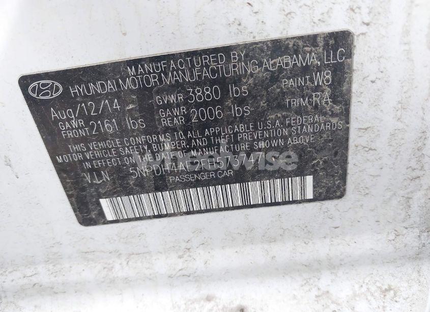 Photo 9 of 2015 Hyundai Elantra SE (VIN 5NPDH4AE2FH573747)