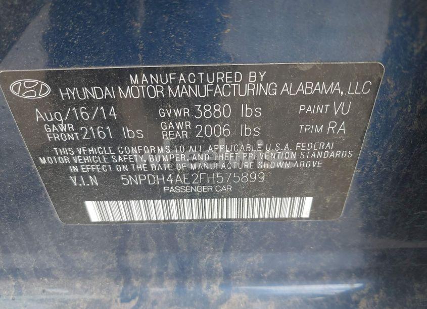 Photo 9 of 2015 Hyundai Elantra SE (VIN 5NPDH4AE2FH575899)