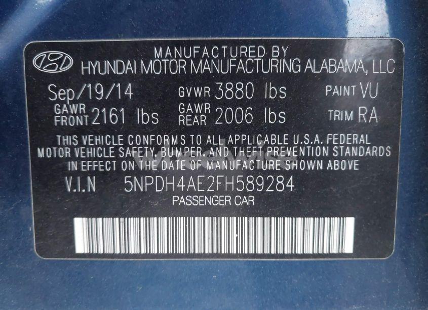 Photo 9 of 2015 Hyundai Elantra SE (VIN 5NPDH4AE2FH589284)