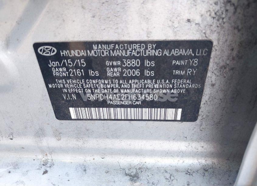 Photo 9 of 2015 Hyundai Elantra SE (VIN 5NPDH4AE2FH634580)
