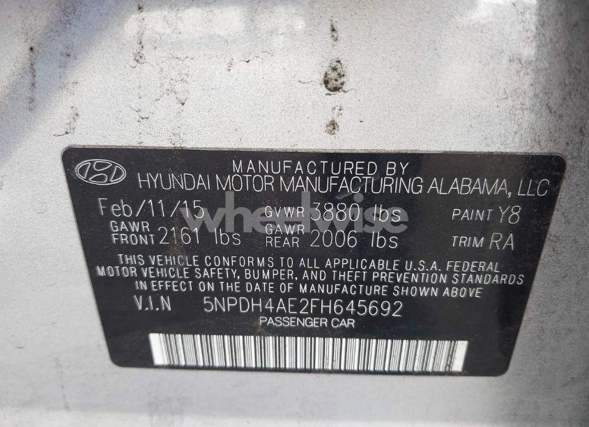 Photo 9 of 2015 Hyundai Elantra SE (VIN 5NPDH4AE2FH645692)