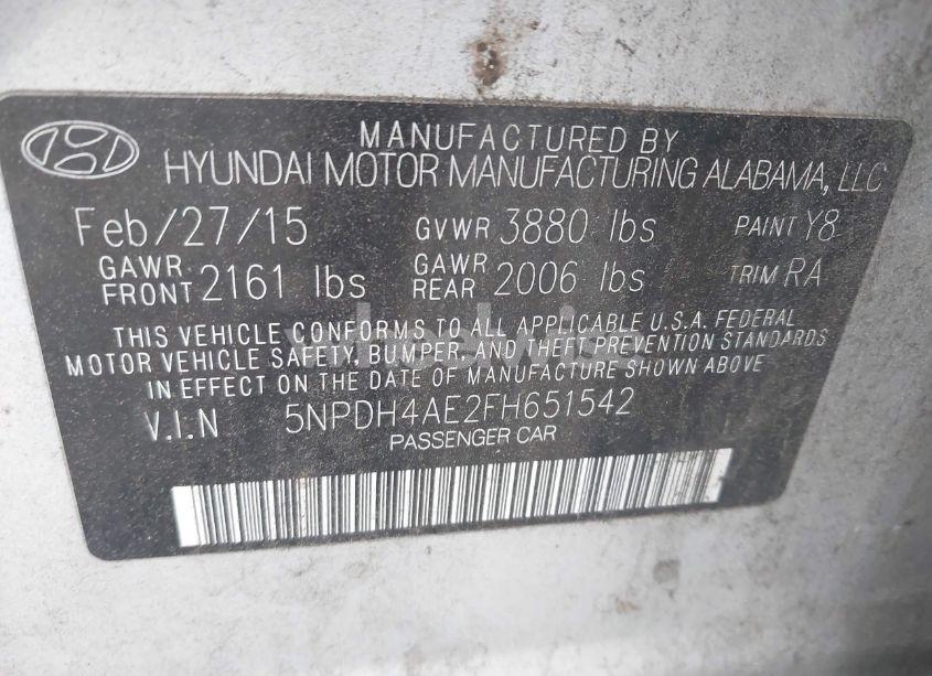 Photo 9 of 2015 Hyundai Elantra SE (VIN 5NPDH4AE2FH651542)
