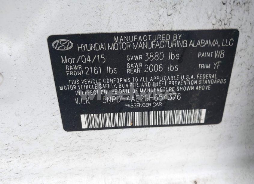 Photo 9 of 2016 Hyundai Elantra SE (VIN 5NPDH4AE2GH654376)