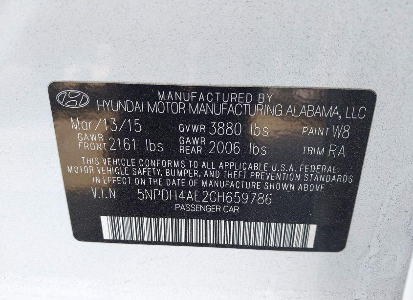Photo 9 of 2016 Hyundai Elantra SE (VIN 5NPDH4AE2GH659786)