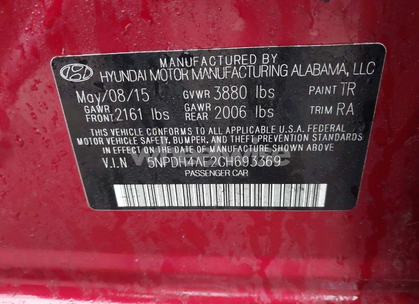 Photo 9 of 2016 Hyundai Elantra SE (VIN 5NPDH4AE2GH693369)