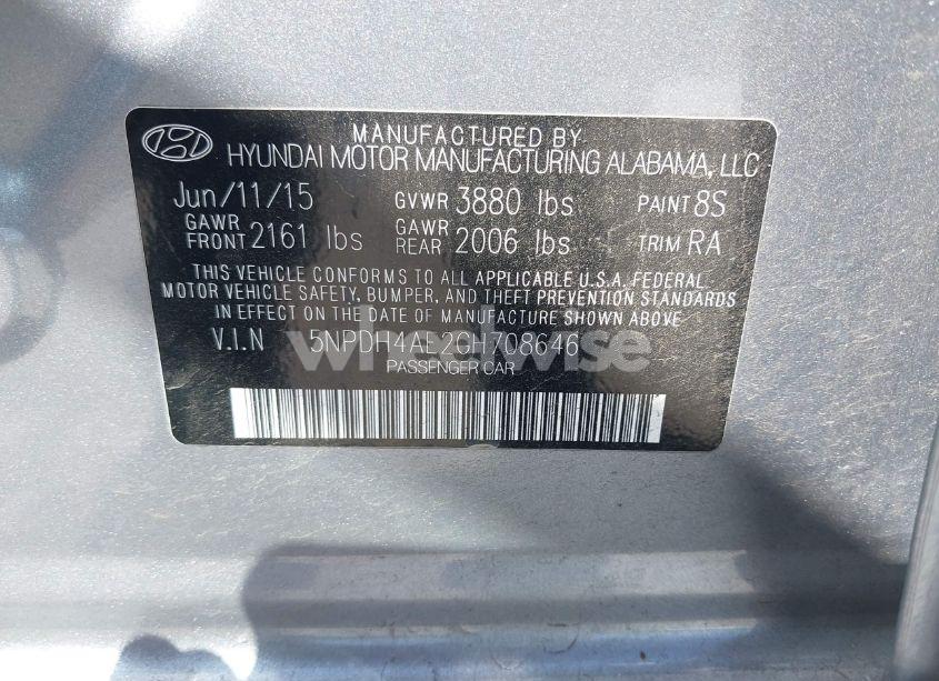 Photo 9 of 2016 Hyundai Elantra SE (VIN 5NPDH4AE2GH708646)