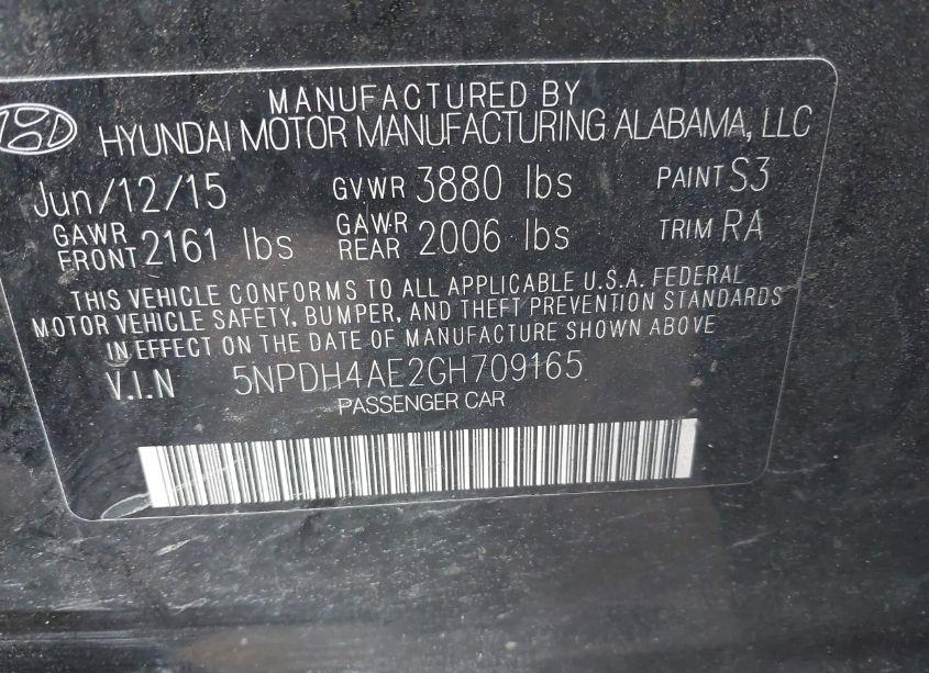 Photo 9 of 2016 Hyundai Elantra SE (VIN 5NPDH4AE2GH709165)