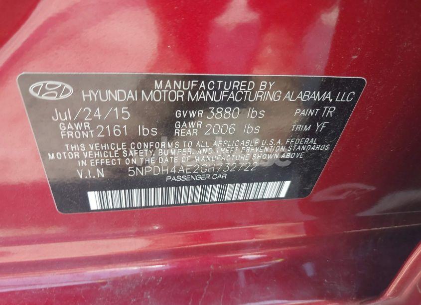 Photo 9 of 2016 Hyundai Elantra VALUE EDITION (VIN 5NPDH4AE2GH732722)