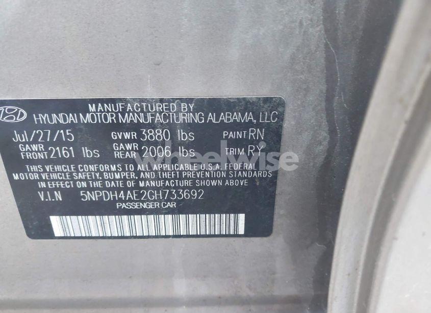 Photo 9 of 2016 Hyundai Elantra VALUE EDITION (VIN 5NPDH4AE2GH733692)