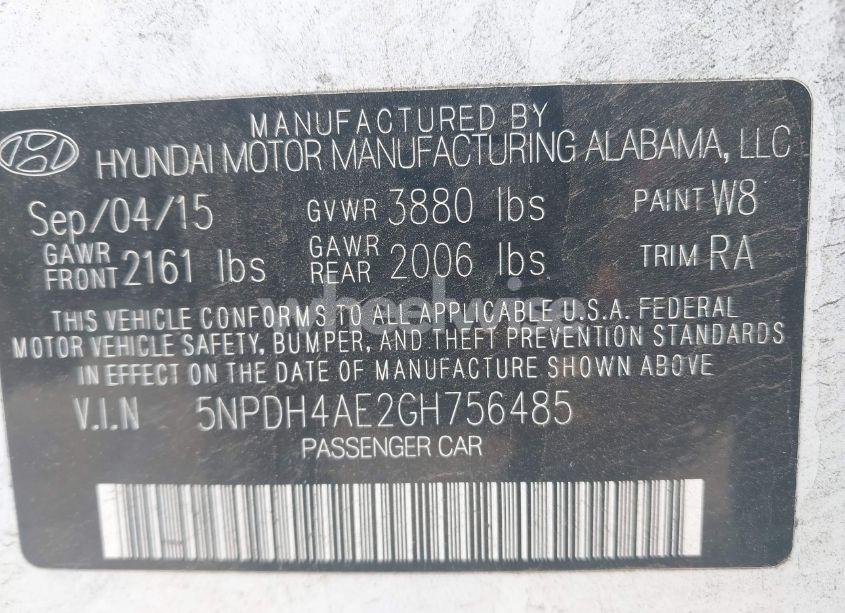 Photo 9 of 2016 Hyundai Elantra SE (VIN 5NPDH4AE2GH756485)