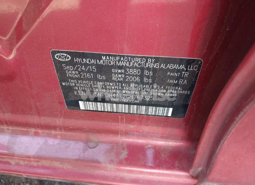 Photo 9 of 2016 Hyundai Elantra SE (VIN 5NPDH4AE2GH767325)