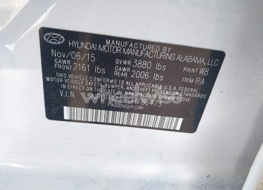 Photo 9 of 2016 Hyundai Elantra SE (VIN 5NPDH4AE2GH786473)