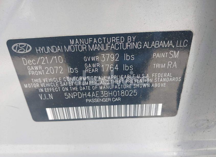 Photo 9 of 2011 Hyundai Elantra GLS (VIN 5NPDH4AE3BH018025)
