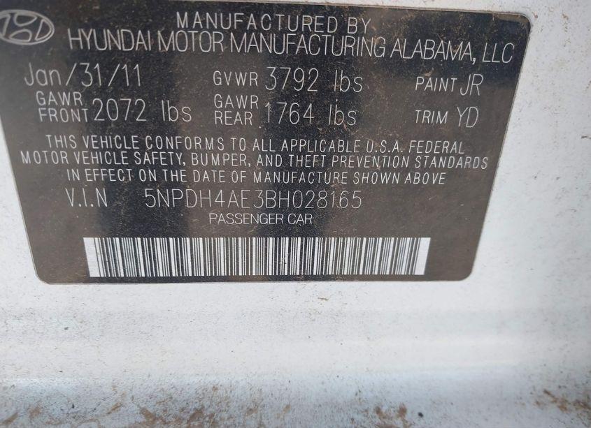 Photo 9 of 2011 Hyundai Elantra GLS (VIN 5NPDH4AE3BH028165)