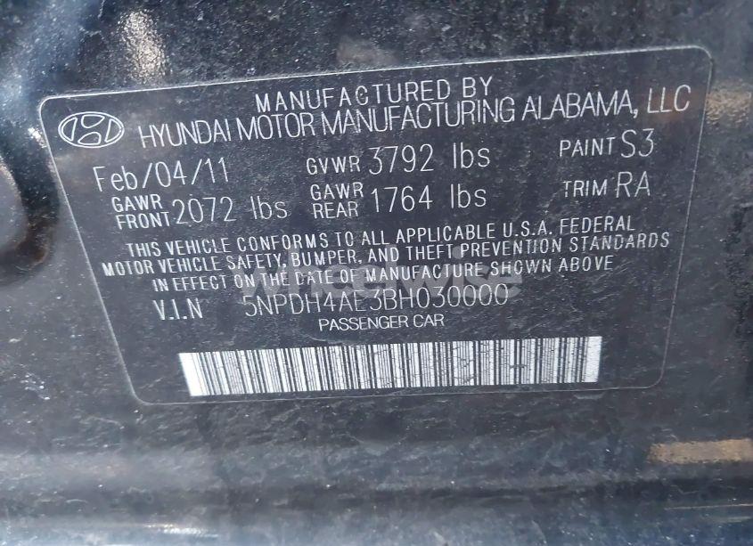 Photo 9 of 2011 Hyundai Elantra GLS (VIN 5NPDH4AE3BH030000)